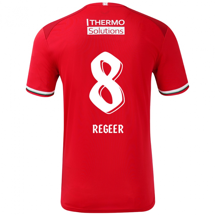 Bambino Maglia Youri Regeer #8 Rosso Bianco Kit Gara Home 2024/25 Maglietta