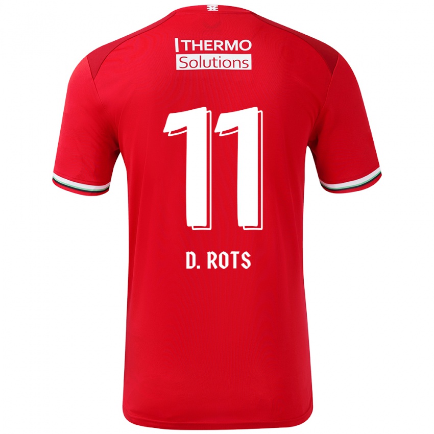 Bambino Maglia Daan Rots #11 Rosso Bianco Kit Gara Home 2024/25 Maglietta