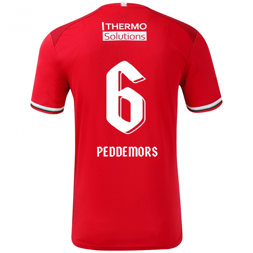 Bambino Maglia Ella Peddemors #6 Rosso Bianco Kit Gara Home 2024/25 Maglietta