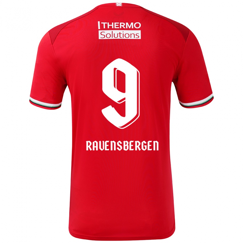 Bambino Maglia Jaimy Ravensbergen #9 Rosso Bianco Kit Gara Home 2024/25 Maglietta