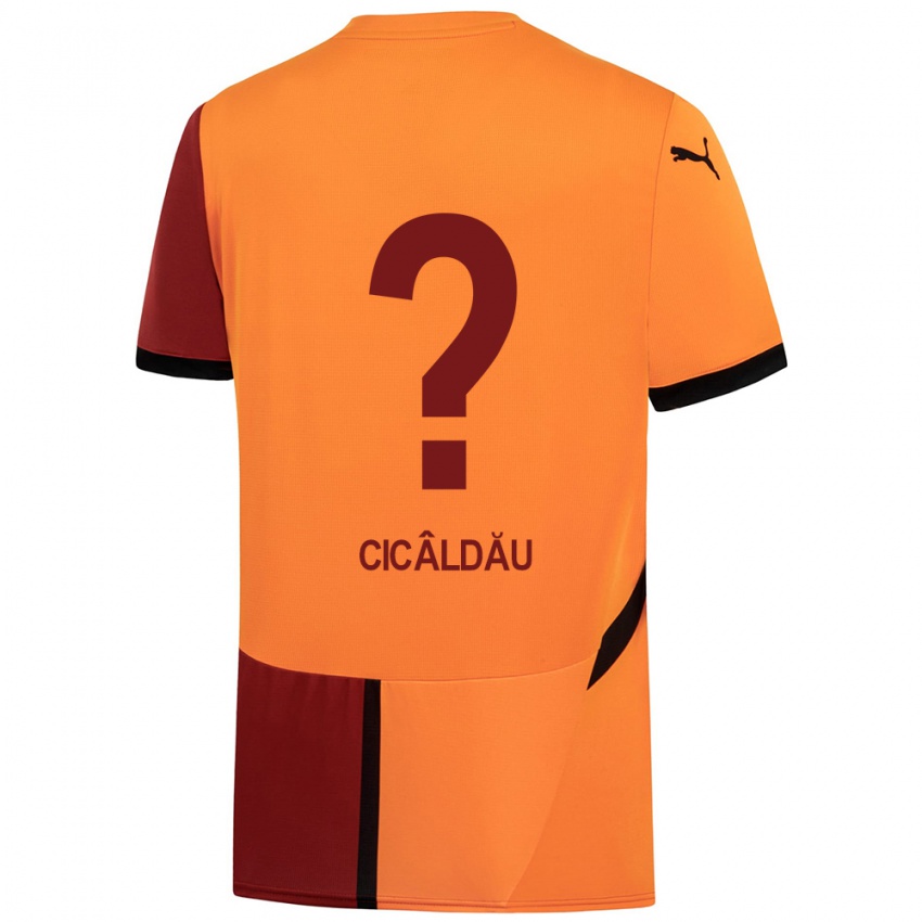 Bambino Maglia Alexandru Cicâldău #0 Giallo Rosso Kit Gara Home 2024/25 Maglietta