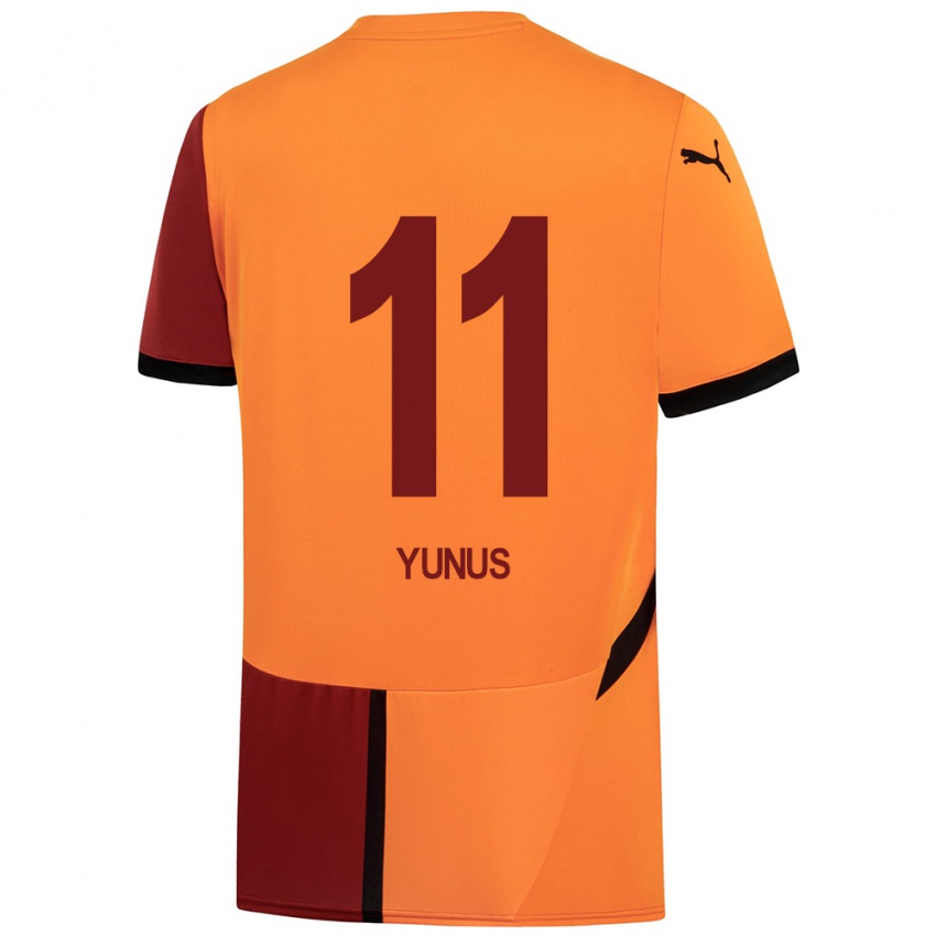 Bambino Maglia Yunus Akgün #11 Giallo Rosso Kit Gara Home 2024/25 Maglietta