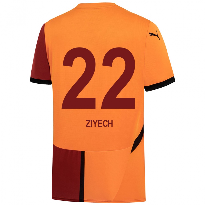 Bambino Maglia Hakim Ziyech #22 Giallo Rosso Kit Gara Home 2024/25 Maglietta