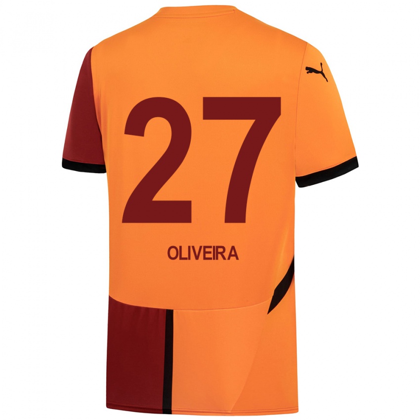 Bambino Maglia Sergio Oliveira #27 Giallo Rosso Kit Gara Home 2024/25 Maglietta