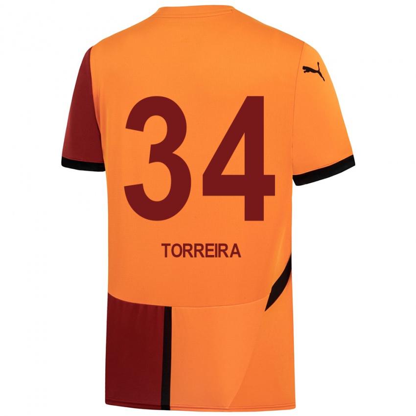 Bambino Maglia Lucas Torreira #34 Giallo Rosso Kit Gara Home 2024/25 Maglietta