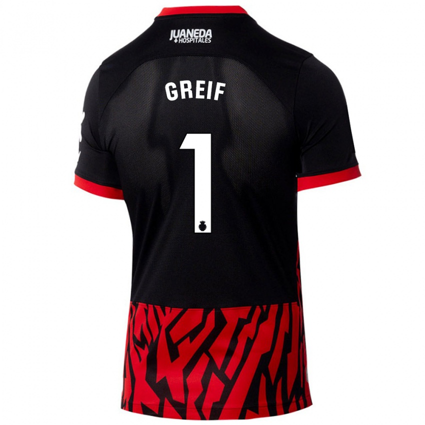 Bambino Maglia Dominik Greif #1 Nero Rosso Kit Gara Home 2024/25 Maglietta