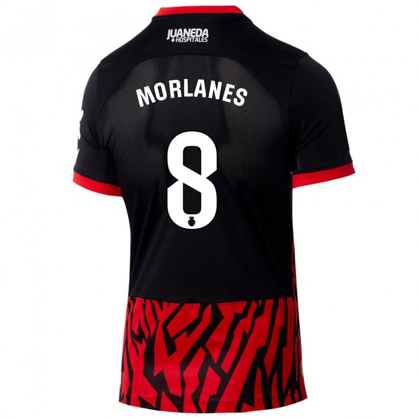 Bambino Maglia Manu Morlanes #8 Nero Rosso Kit Gara Home 2024/25 Maglietta