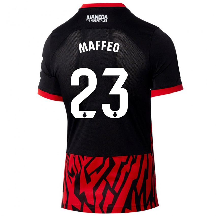 Bambino Maglia Pablo Maffeo #23 Nero Rosso Kit Gara Home 2024/25 Maglietta