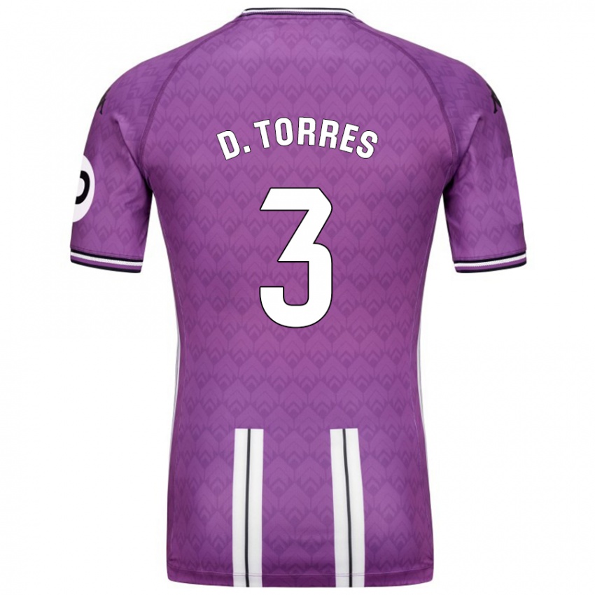 Bambino Maglia David Torres #3 Viola Bianco Kit Gara Home 2024/25 Maglietta