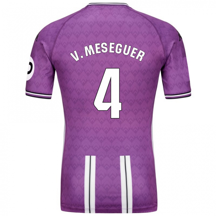 Bambino Maglia Víctor Meseguer #4 Viola Bianco Kit Gara Home 2024/25 Maglietta