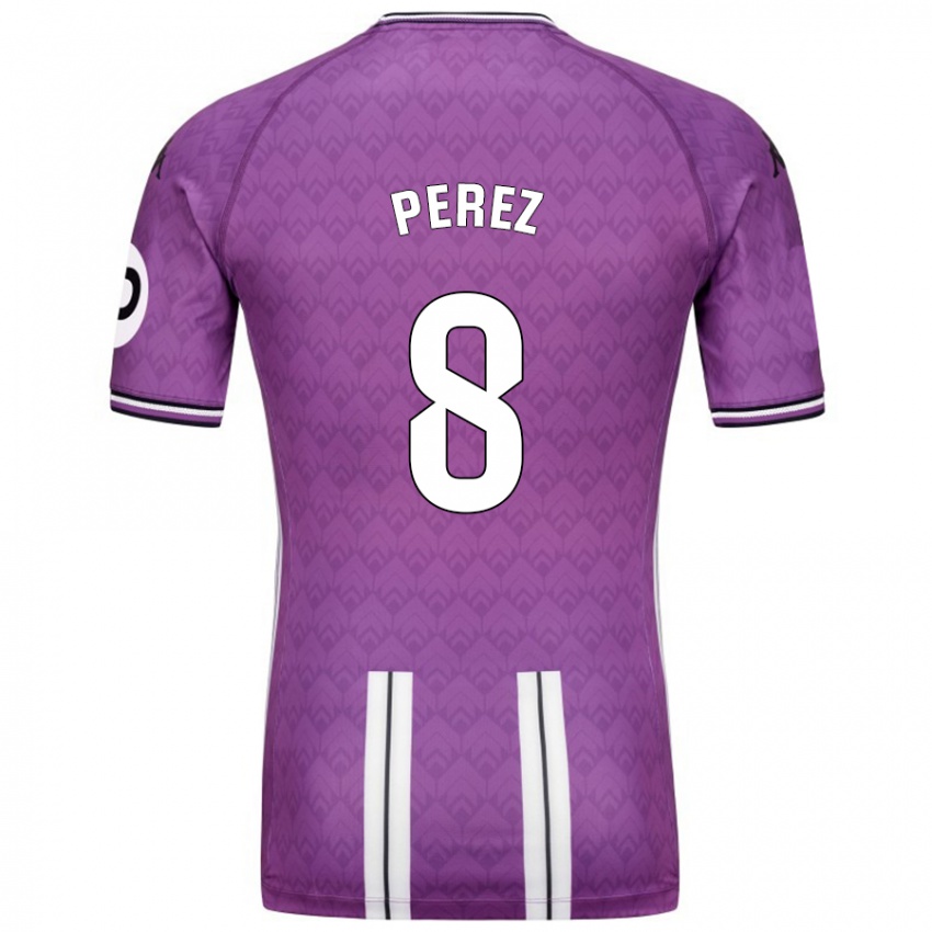 Bambino Maglia Kike Pérez #8 Viola Bianco Kit Gara Home 2024/25 Maglietta