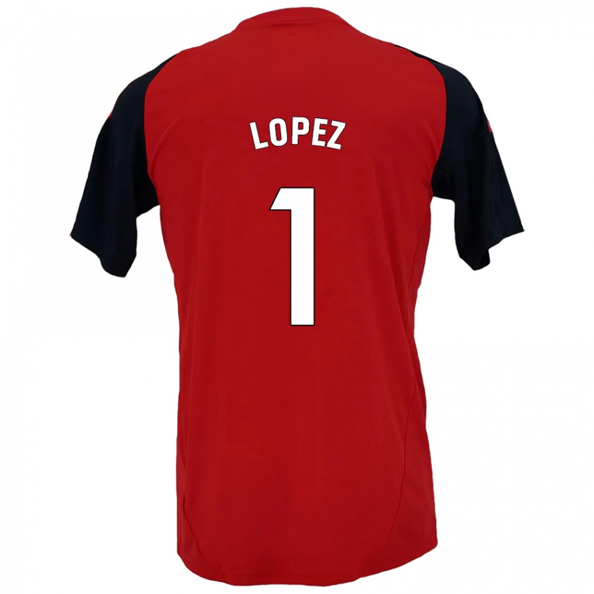 Bambino Maglia Luis López #1 Rosso Nero Kit Gara Home 2024/25 Maglietta