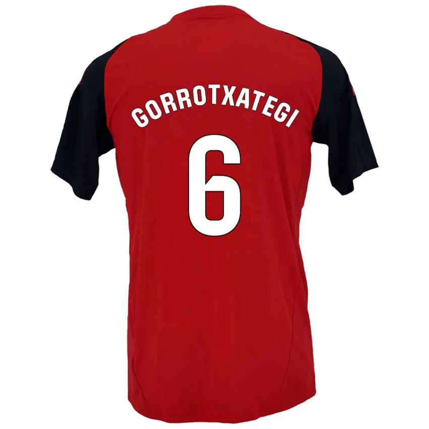 Bambino Maglia Jon Gorrotxategi #6 Rosso Nero Kit Gara Home 2024/25 Maglietta