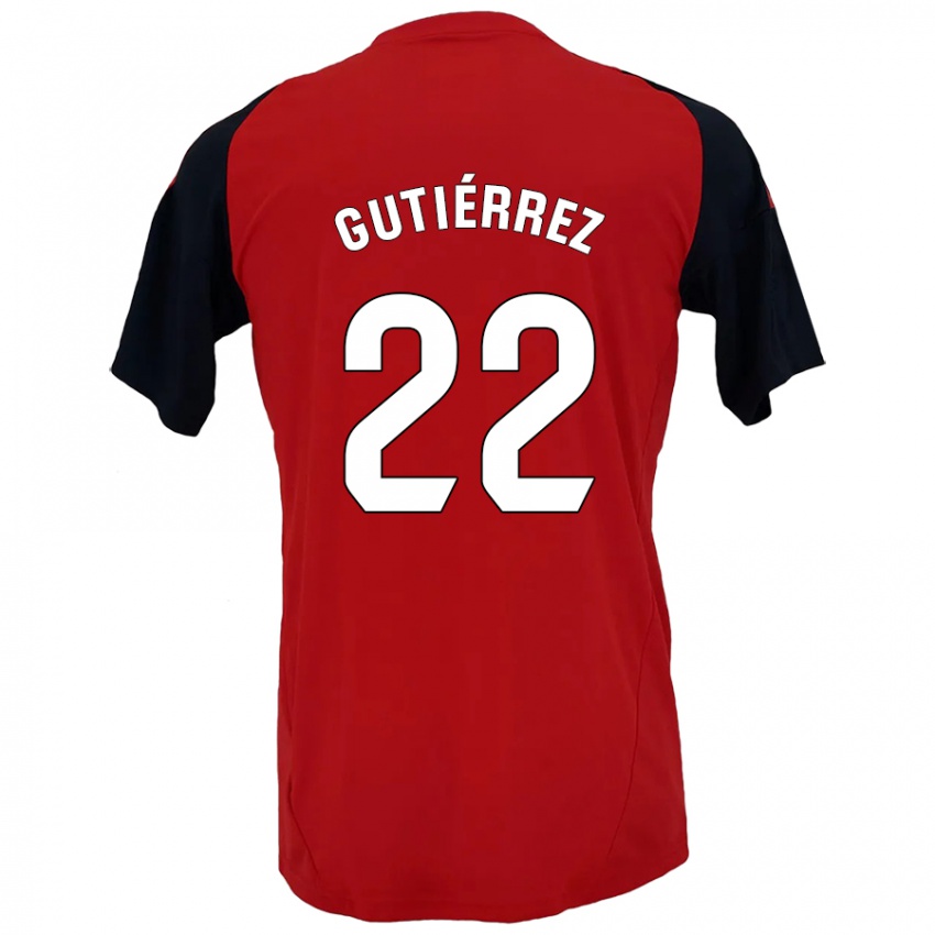 Bambino Maglia Juan Gutiérrez #22 Rosso Nero Kit Gara Home 2024/25 Maglietta