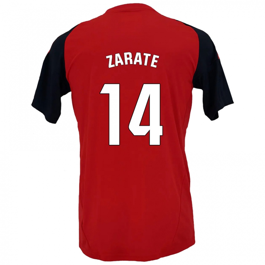 Bambino Maglia Hugo Zárate #14 Rosso Nero Kit Gara Home 2024/25 Maglietta