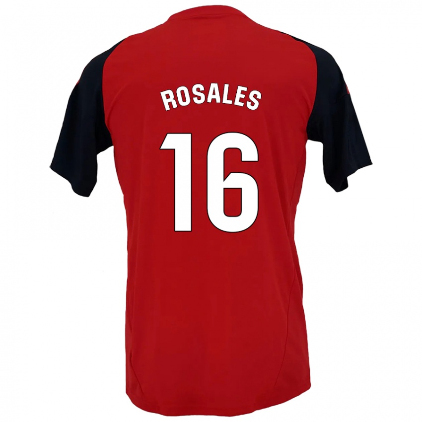 Bambino Maglia Diego Rosales #16 Rosso Nero Kit Gara Home 2024/25 Maglietta