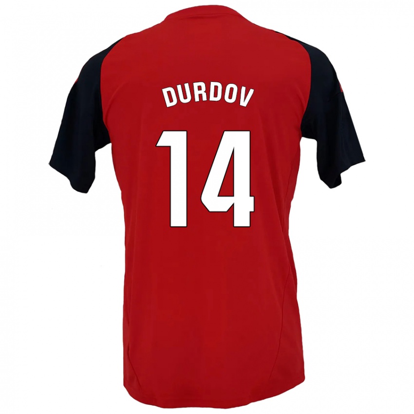 Bambino Maglia Ivan Durdov #14 Rosso Nero Kit Gara Home 2024/25 Maglietta