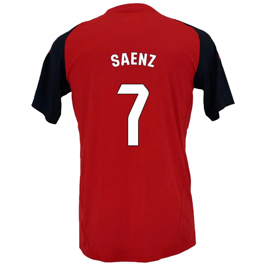 Bambino Maglia Raúl Sáenz #7 Rosso Nero Kit Gara Home 2024/25 Maglietta