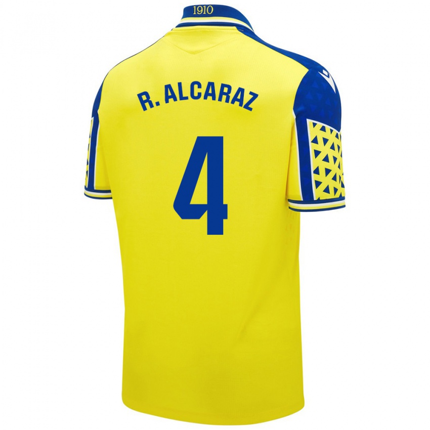 Bambino Maglia Rubén Alcaraz #4 Giallo Blu Kit Gara Home 2024/25 Maglietta