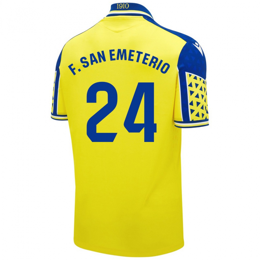 Bambino Maglia Fede San Emeterio #24 Giallo Blu Kit Gara Home 2024/25 Maglietta