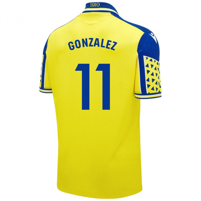 Bambino Maglia Chus González #11 Giallo Blu Kit Gara Home 2024/25 Maglietta