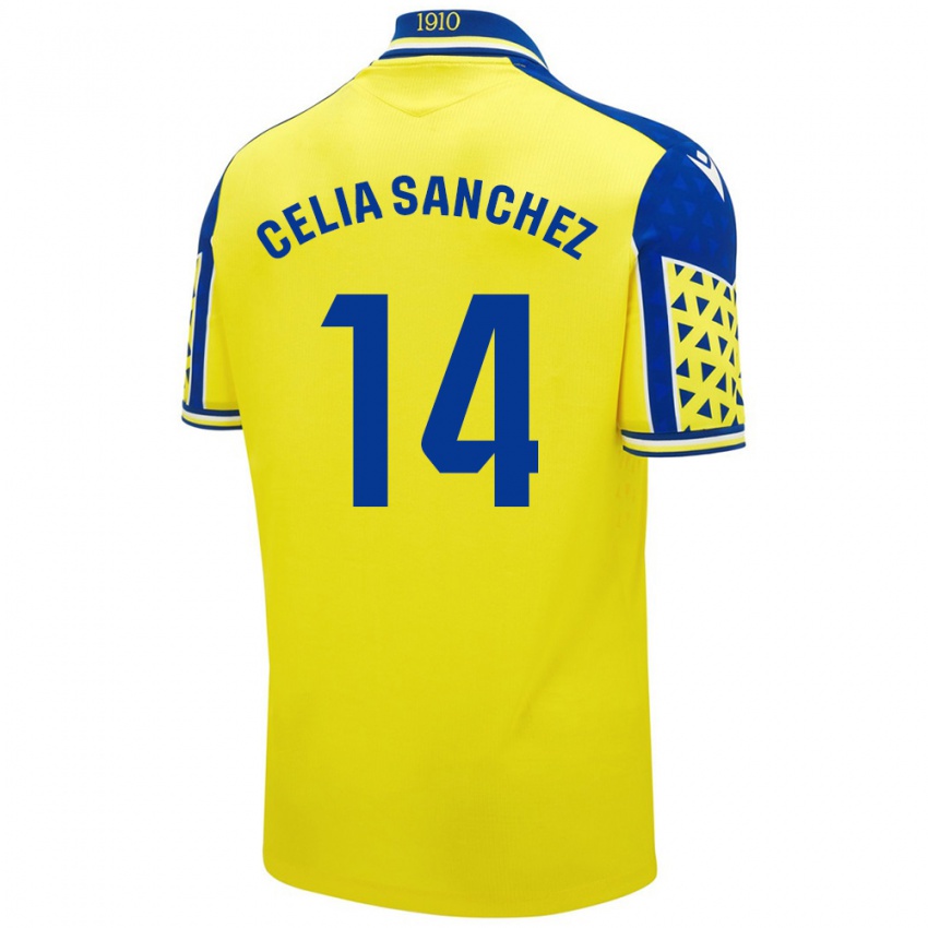 Bambino Maglia Celia Sánchez García #14 Giallo Blu Kit Gara Home 2024/25 Maglietta