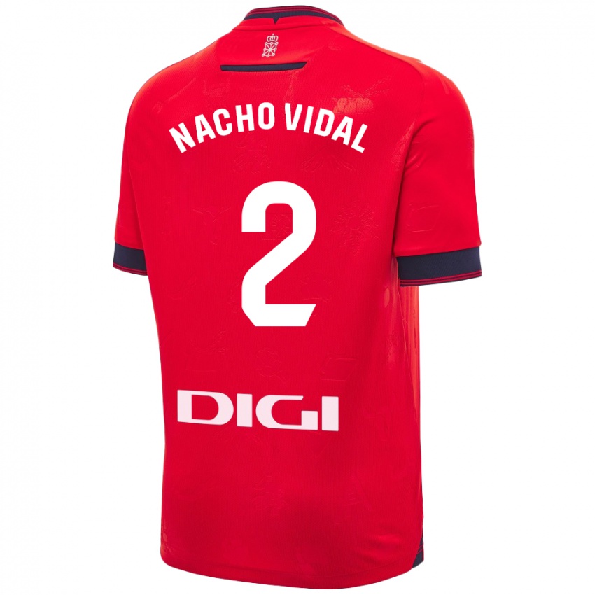 Bambino Maglia Nacho Vidal #2 Rosso Bianco Kit Gara Home 2024/25 Maglietta