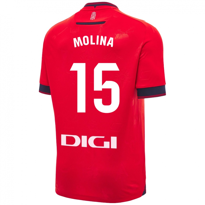 Bambino Maglia Guillem Molina #15 Rosso Bianco Kit Gara Home 2024/25 Maglietta