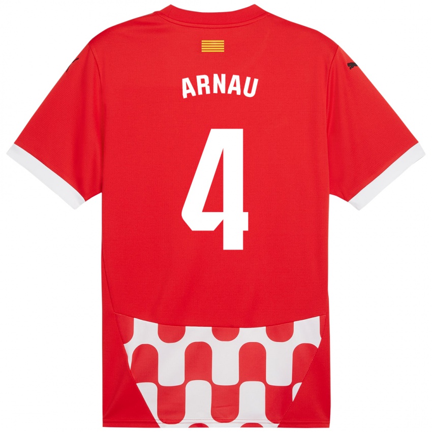 Bambino Maglia Arnau Martínez #4 Rosso Bianco Kit Gara Home 2024/25 Maglietta