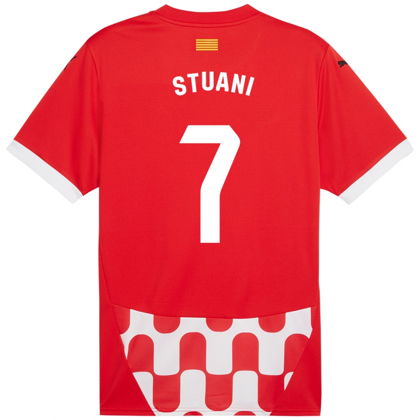 Bambino Maglia Cristhian Stuani #7 Rosso Bianco Kit Gara Home 2024/25 Maglietta