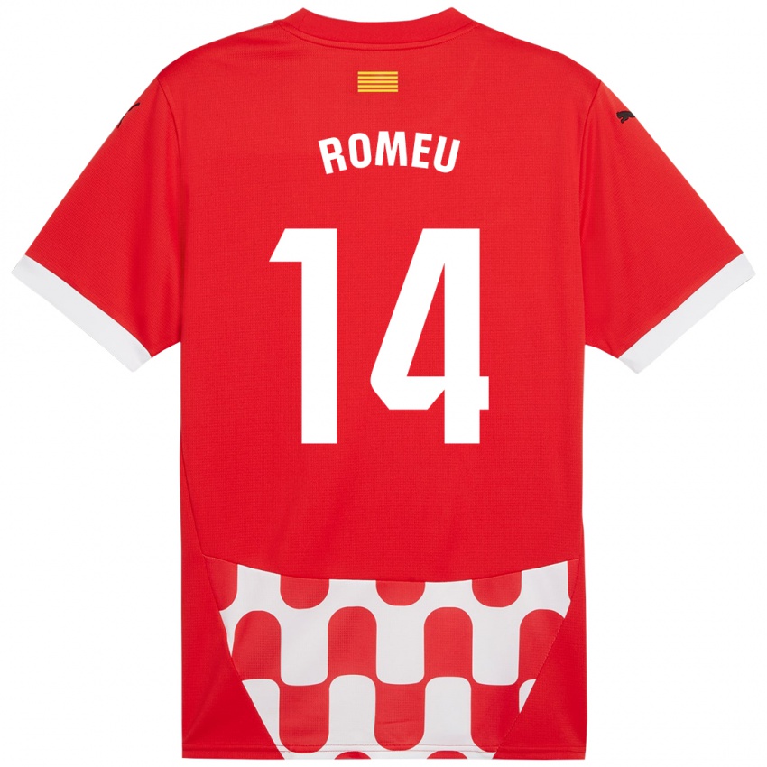 Bambino Maglia Oriol Romeu #14 Rosso Bianco Kit Gara Home 2024/25 Maglietta