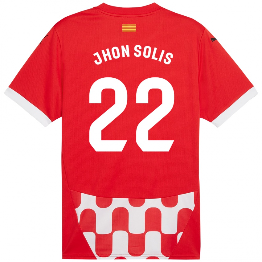 Bambino Maglia Jhon Solís #22 Rosso Bianco Kit Gara Home 2024/25 Maglietta