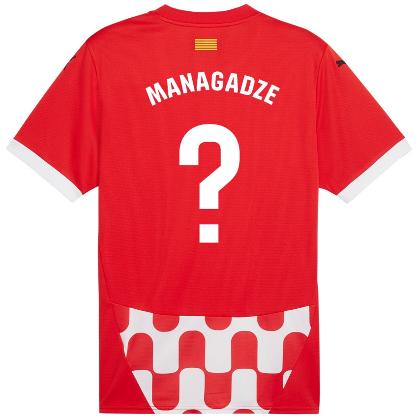 Bambino Maglia Luka Managadze #0 Rosso Bianco Kit Gara Home 2024/25 Maglietta