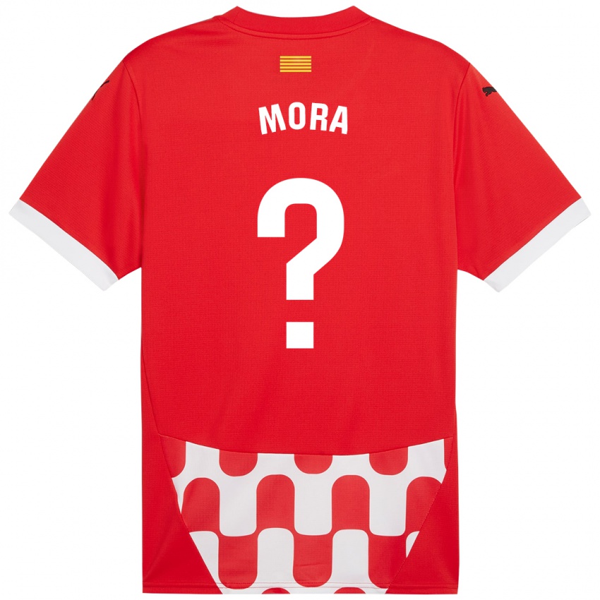 Bambino Maglia Adrià Mora #0 Rosso Bianco Kit Gara Home 2024/25 Maglietta