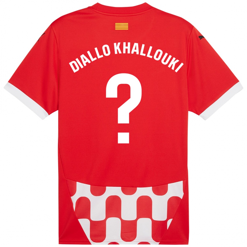 Bambino Maglia Siaka Diallo Khallouki #0 Rosso Bianco Kit Gara Home 2024/25 Maglietta