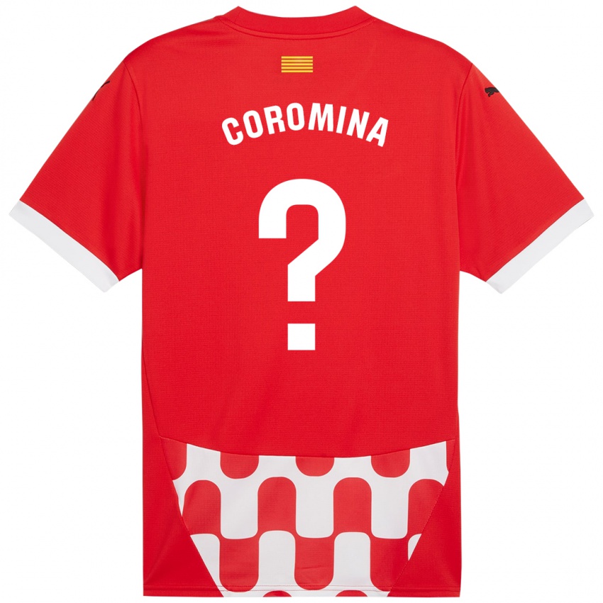 Bambino Maglia Arnau Coromina #0 Rosso Bianco Kit Gara Home 2024/25 Maglietta