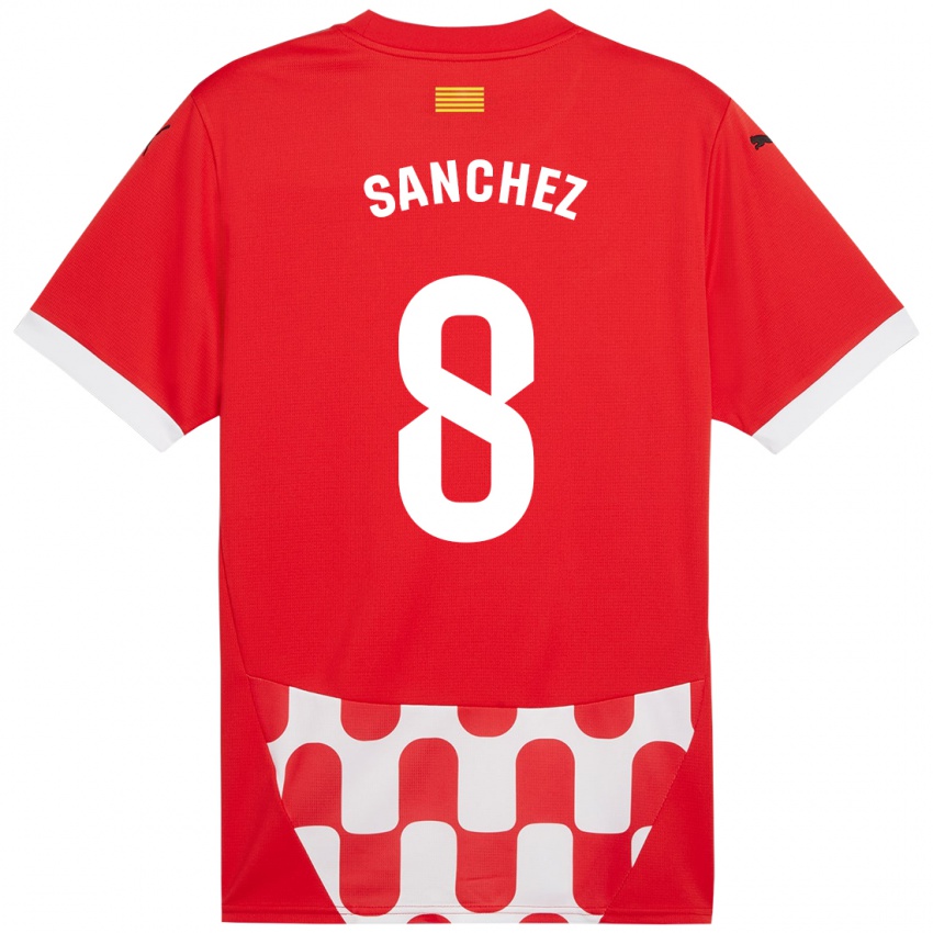 Bambino Maglia Miguel Ángel Sánchez #8 Rosso Bianco Kit Gara Home 2024/25 Maglietta