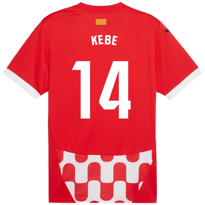 Bambino Maglia Moussa Kébé #14 Rosso Bianco Kit Gara Home 2024/25 Maglietta