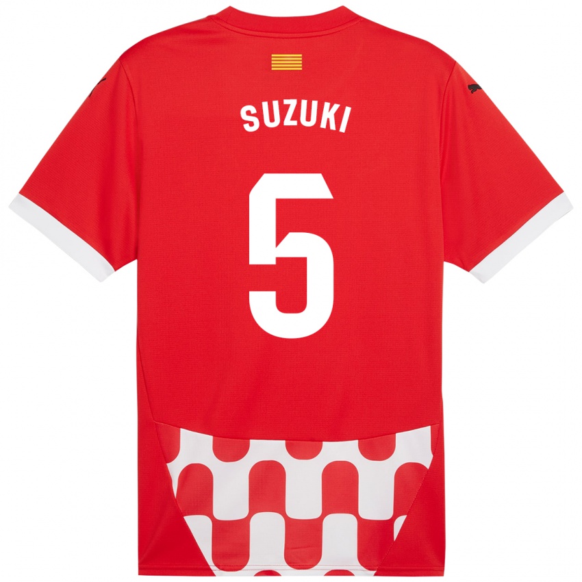 Bambino Maglia Wadi Ibrahim Suzuki #5 Rosso Bianco Kit Gara Home 2024/25 Maglietta