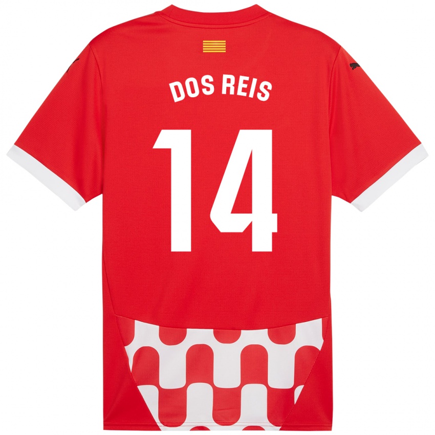 Bambino Maglia Leo Dos Reis #14 Rosso Bianco Kit Gara Home 2024/25 Maglietta