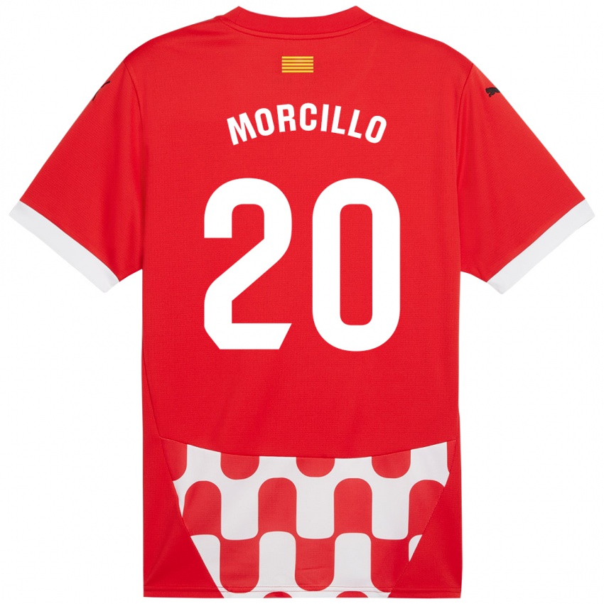 Bambino Maglia Luis Morcillo #20 Rosso Bianco Kit Gara Home 2024/25 Maglietta