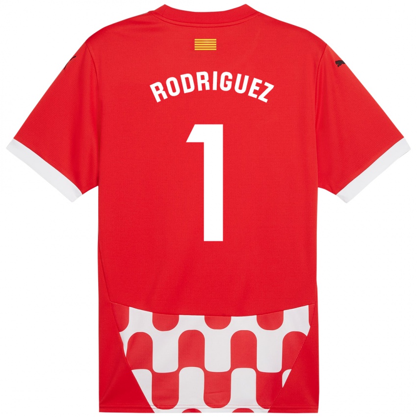 Bambino Maglia Maria Rodríguez #1 Rosso Bianco Kit Gara Home 2024/25 Maglietta