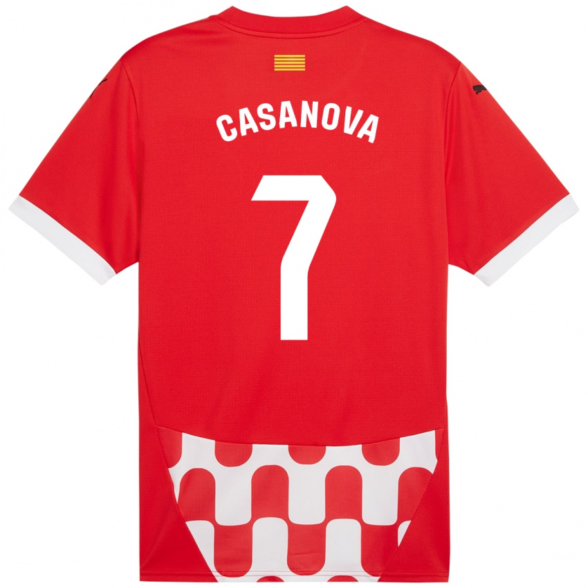 Bambino Maglia Àstrid Casanova #7 Rosso Bianco Kit Gara Home 2024/25 Maglietta