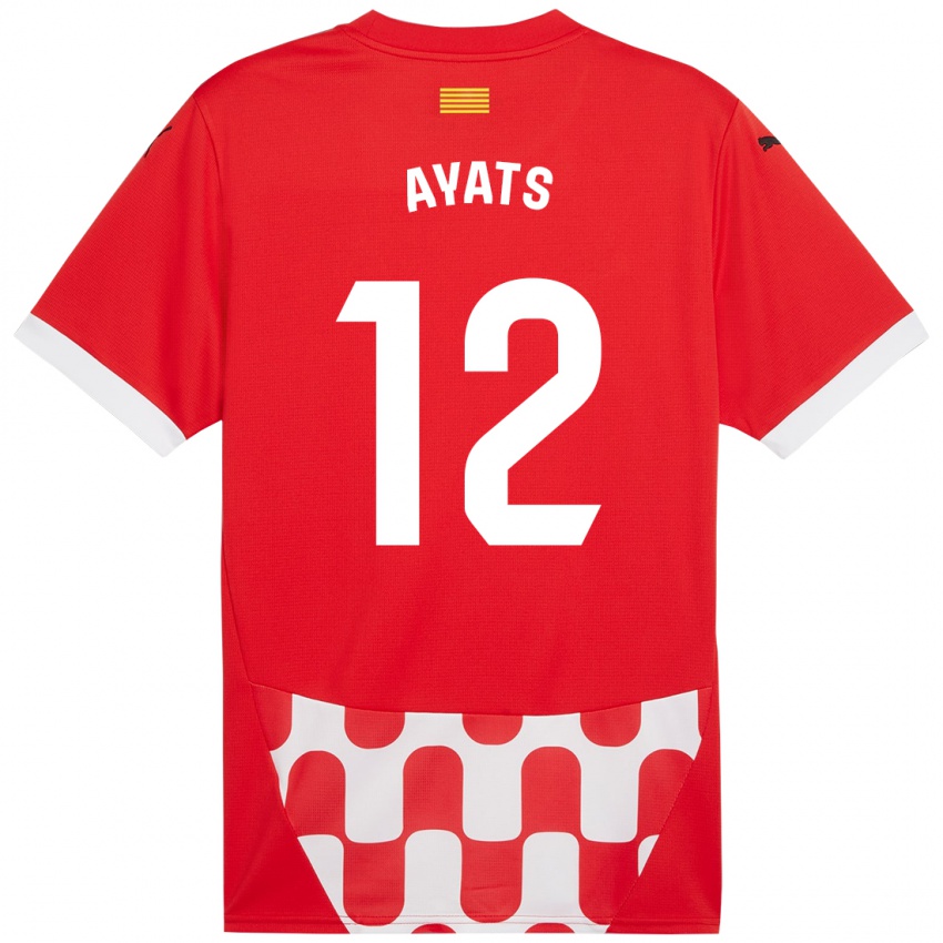 Bambino Maglia Mònica Ayats #12 Rosso Bianco Kit Gara Home 2024/25 Maglietta