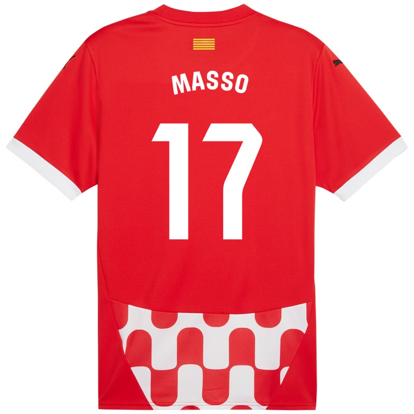 Bambino Maglia Ainoa Massó #17 Rosso Bianco Kit Gara Home 2024/25 Maglietta