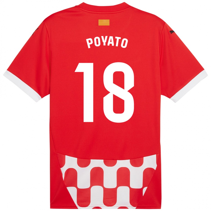 Bambino Maglia Marina Poyato #18 Rosso Bianco Kit Gara Home 2024/25 Maglietta