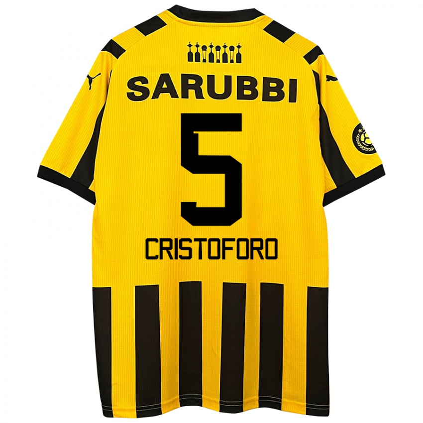 Bambino Maglia Sebastián Cristóforo #5 Giallo Nero Kit Gara Home 2024/25 Maglietta