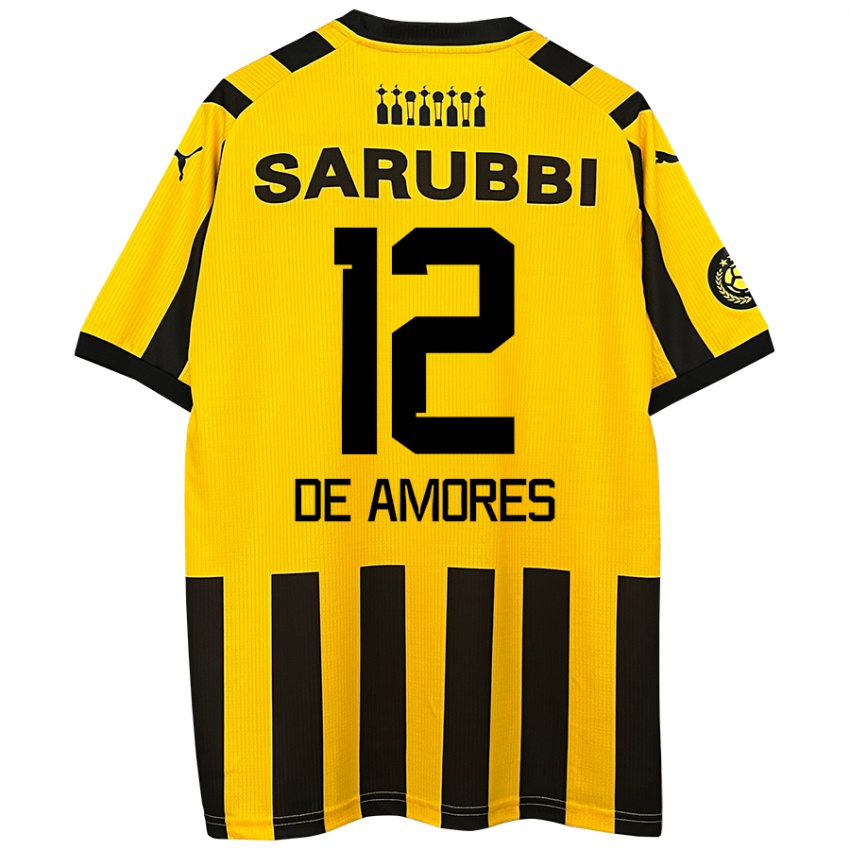 Bambino Maglia Guillermo De Amores #12 Giallo Nero Kit Gara Home 2024/25 Maglietta