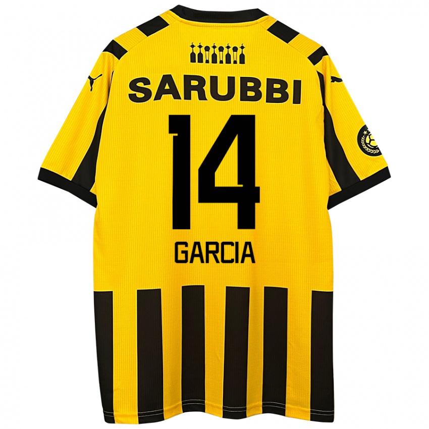 Bambino Maglia Damián García #14 Giallo Nero Kit Gara Home 2024/25 Maglietta