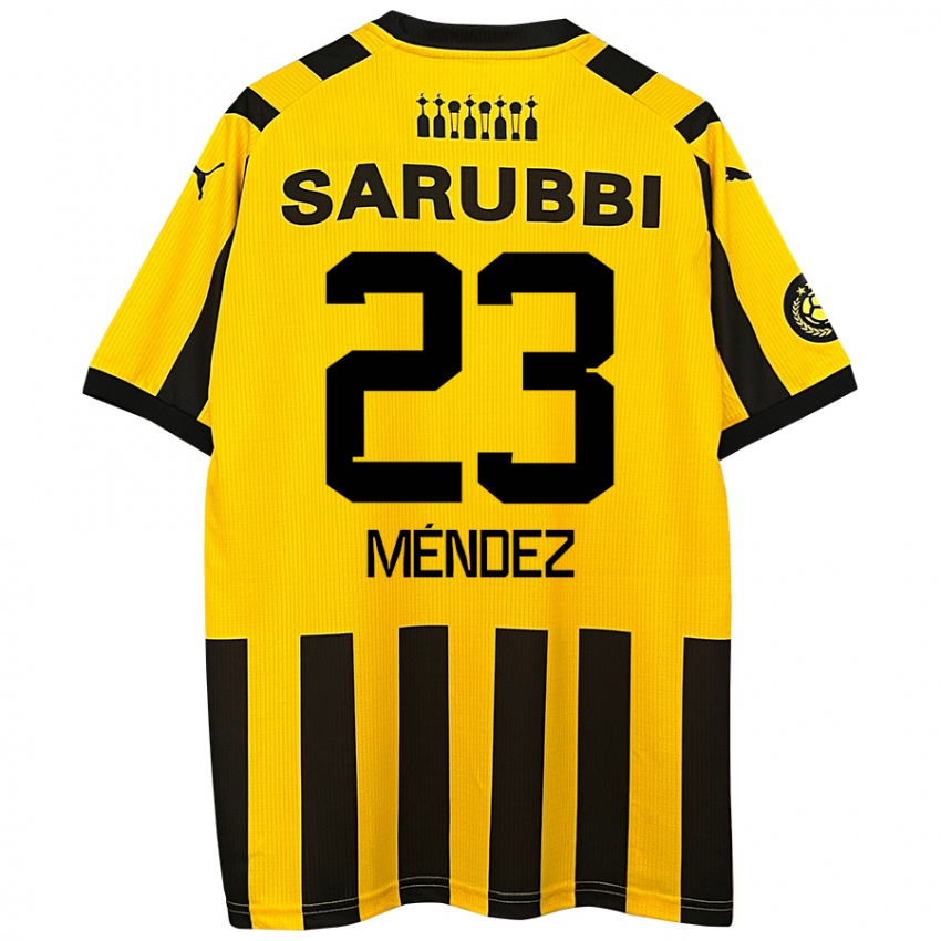 Bambino Maglia Javier Méndez #23 Giallo Nero Kit Gara Home 2024/25 Maglietta